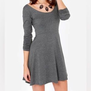 Dark Gray Long Sleeve Mini Dress